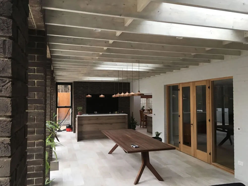 Kitchen in a large rear extension, Oxshott