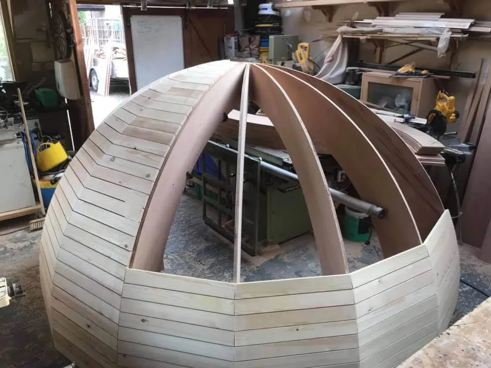Timber framing for the dome of the garden folly, Hampshire